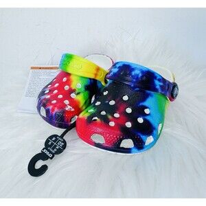 Crocs toddler (C2/C3) Little clogs shoes multi-color tie-dye NEW W/minor Flaw